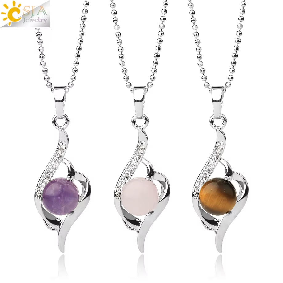 CSJA pendentif pierre naturelle coeur