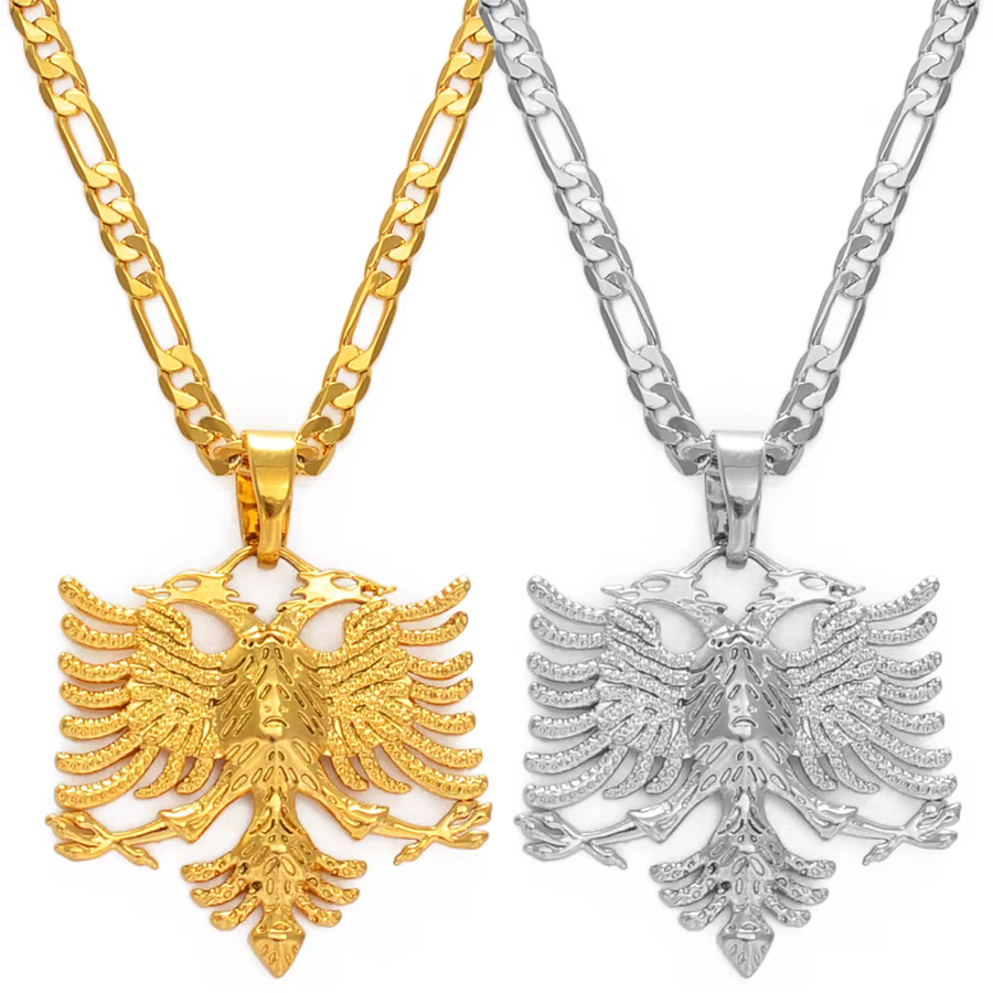 Anniyo Albania aigle pendentif colliers pour hommes femmes couleur argent/or