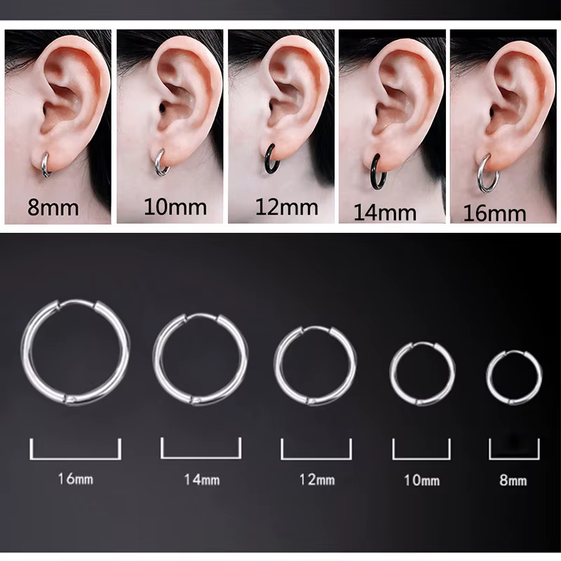1 paire de petits cerceaux en acier inoxydable pour femmes/hommes