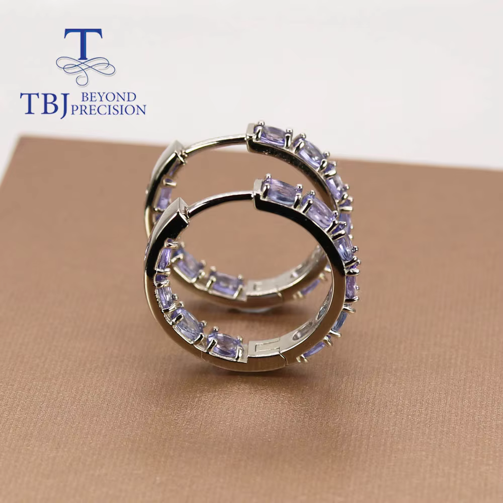 Boucles d'oreilles ovales en tanzanite bleue naturelle de Tanzanie 2026