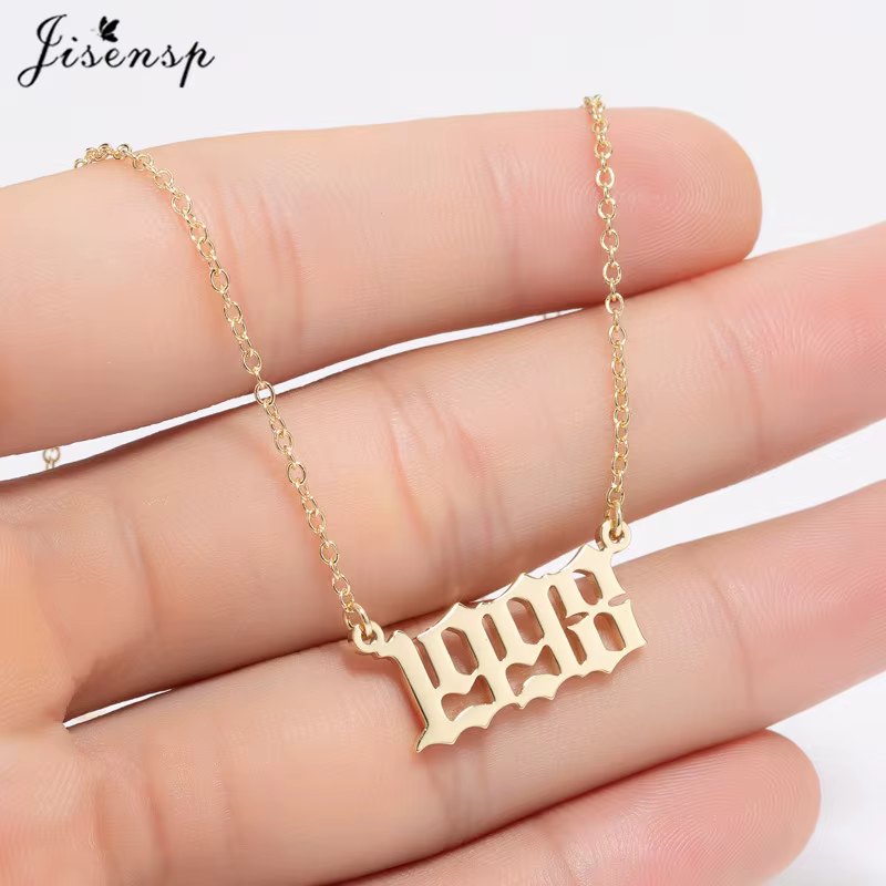 Jisensp femmes personnaliser collier spécial Date année numéro colliers pendentifs 1994 1999 de 1980 à 2024 bijoux à la mode cadeau