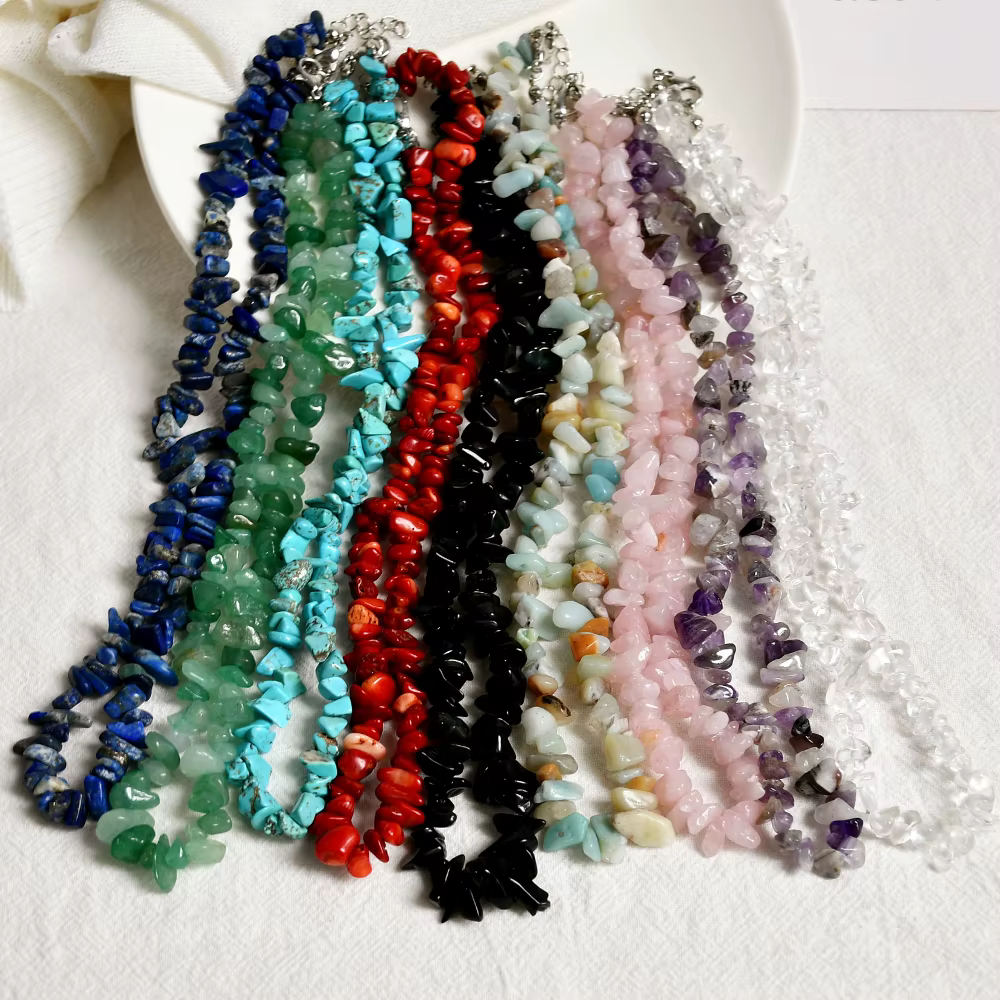 Yumfeel nouvelle mode bohème bijoux pierre naturelle Sautoirs puces Lapis Rose Quartz améthyste cristal colliers femmes