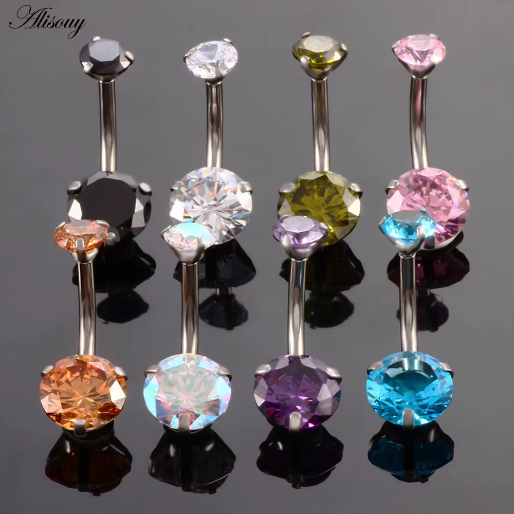 Alisouy – anneau de nombril en cristal de Style Zircon AAA