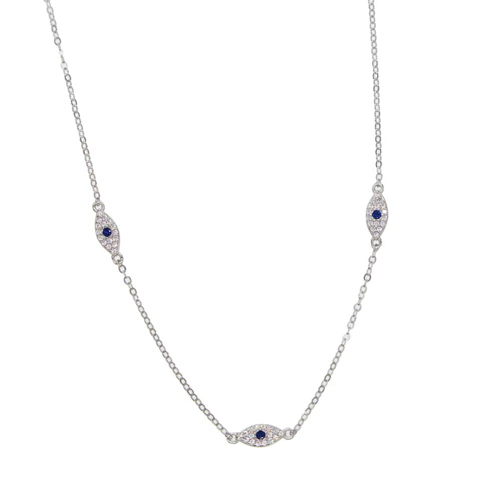 Collier ras du cou délicat en argent fin 2018 avec pendentif œil turc en oxyde de zirconium