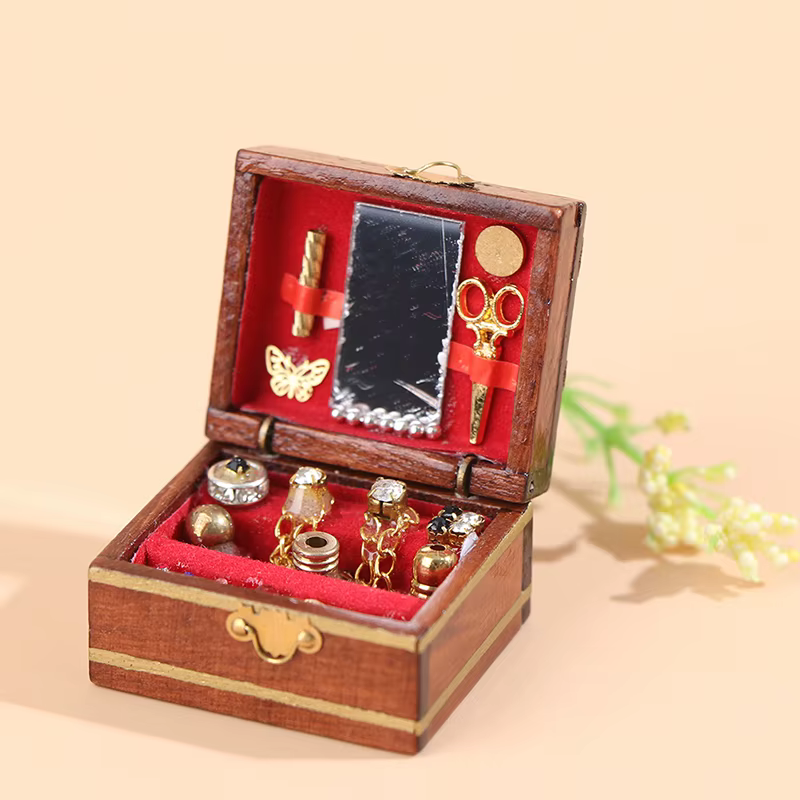 1PC 1:12 maison de poupée Mini boîte à bijoux modèle Miniatures enfants bricolage