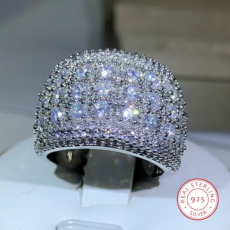 Bague de fiançailles ronde en argent Sterling 925 pour femmes
