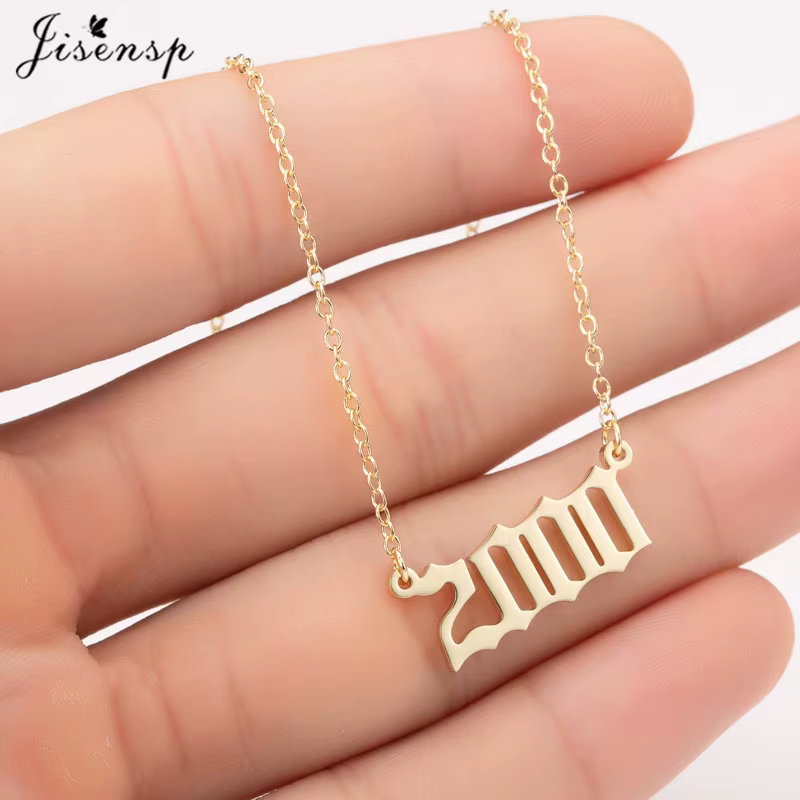 Jisensp femmes personnaliser collier spécial Date année numéro colliers pendentifs 1994 1999 de 1980 à 2024 bijoux à la mode cadeau