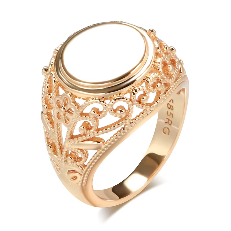 Kinel – bagues rondes brillantes en or Rose 585