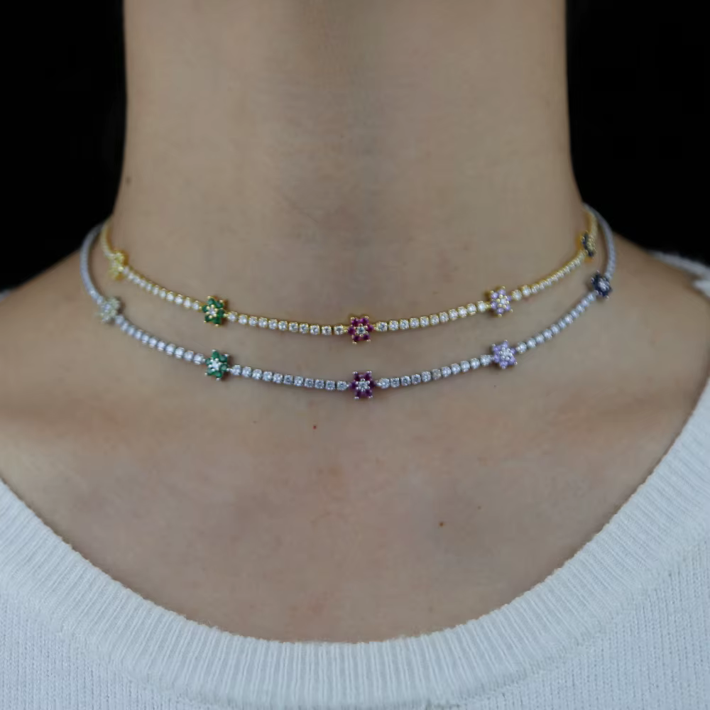 Collier ras du cou en zircone cubique pour femmes