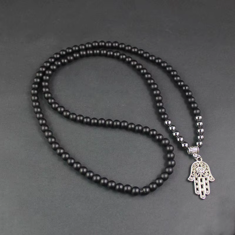 Collier pendentif noir mat pour hommes et femmes