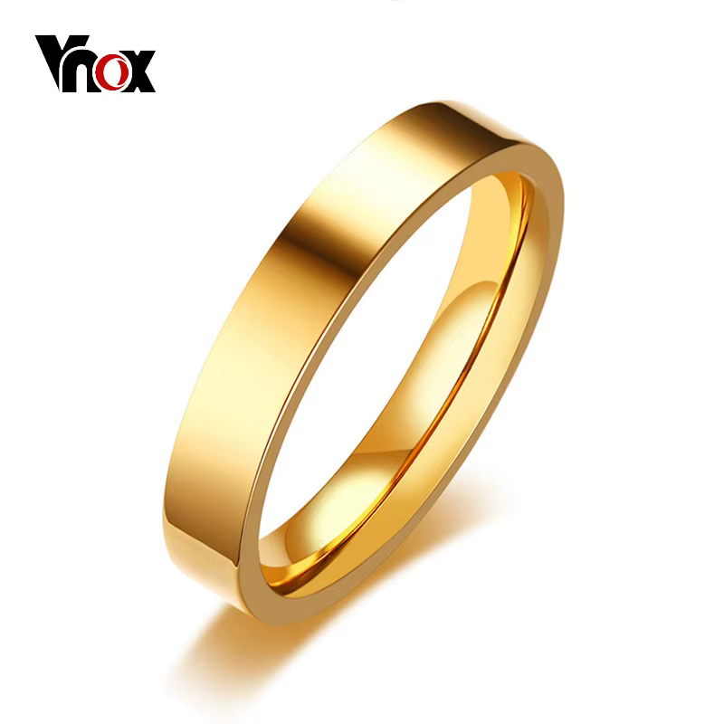 Vnox-Bague Classique Unisexe en Acier Inoxydable de 4mm