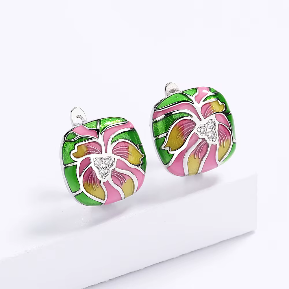 Boucles d'oreilles en époxy à fleurs colorées pour femmes