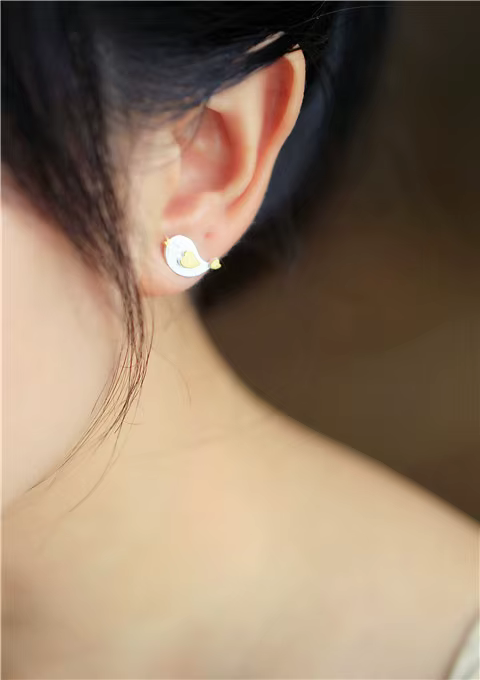 Boucles d'oreilles oiseau en argent Sterling 925 véritable pour femmes et filles