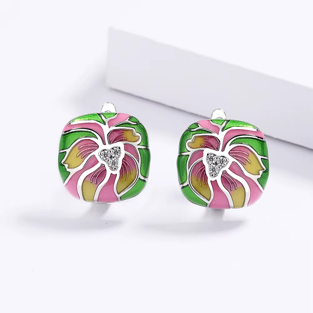 Boucles d'oreilles en époxy à fleurs colorées pour femmes