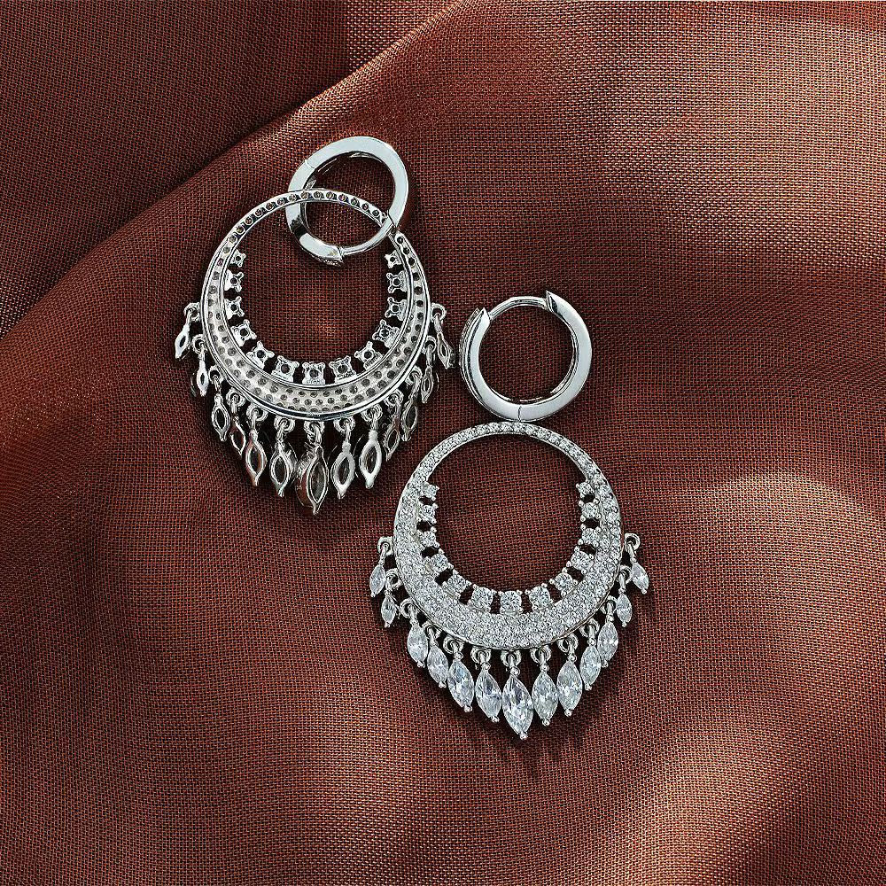 Wong Rain-Boucles d'oreilles créoles bohèmes en argent regardé 925