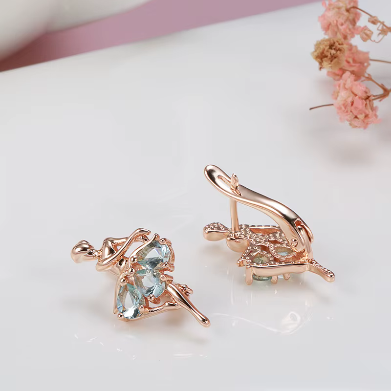 Boucles d'oreilles en or Rose véritable pour femmes