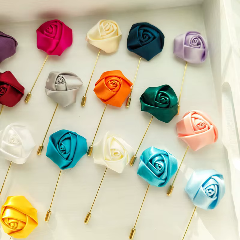 Hommes marié boutonnière broches mariage Corsage femmes broche fleurs Roses soie