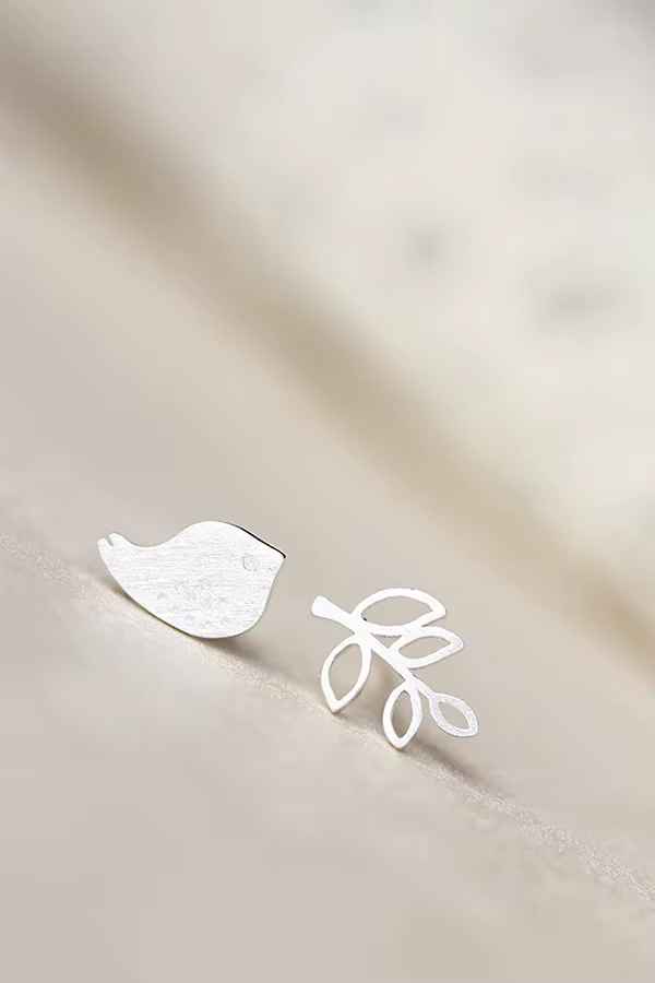 Boucles d'oreilles en forme de branches d'oiseau