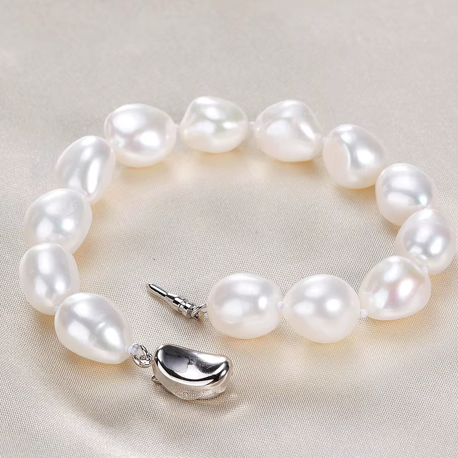 Dainashi-Ensemble bracelet et collier baroques en argent regardé 925 pour femme