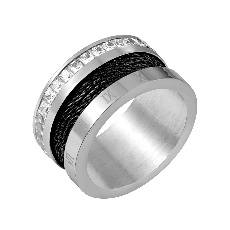 Bague Punk classique en acier inoxydable pour hommes et femmes