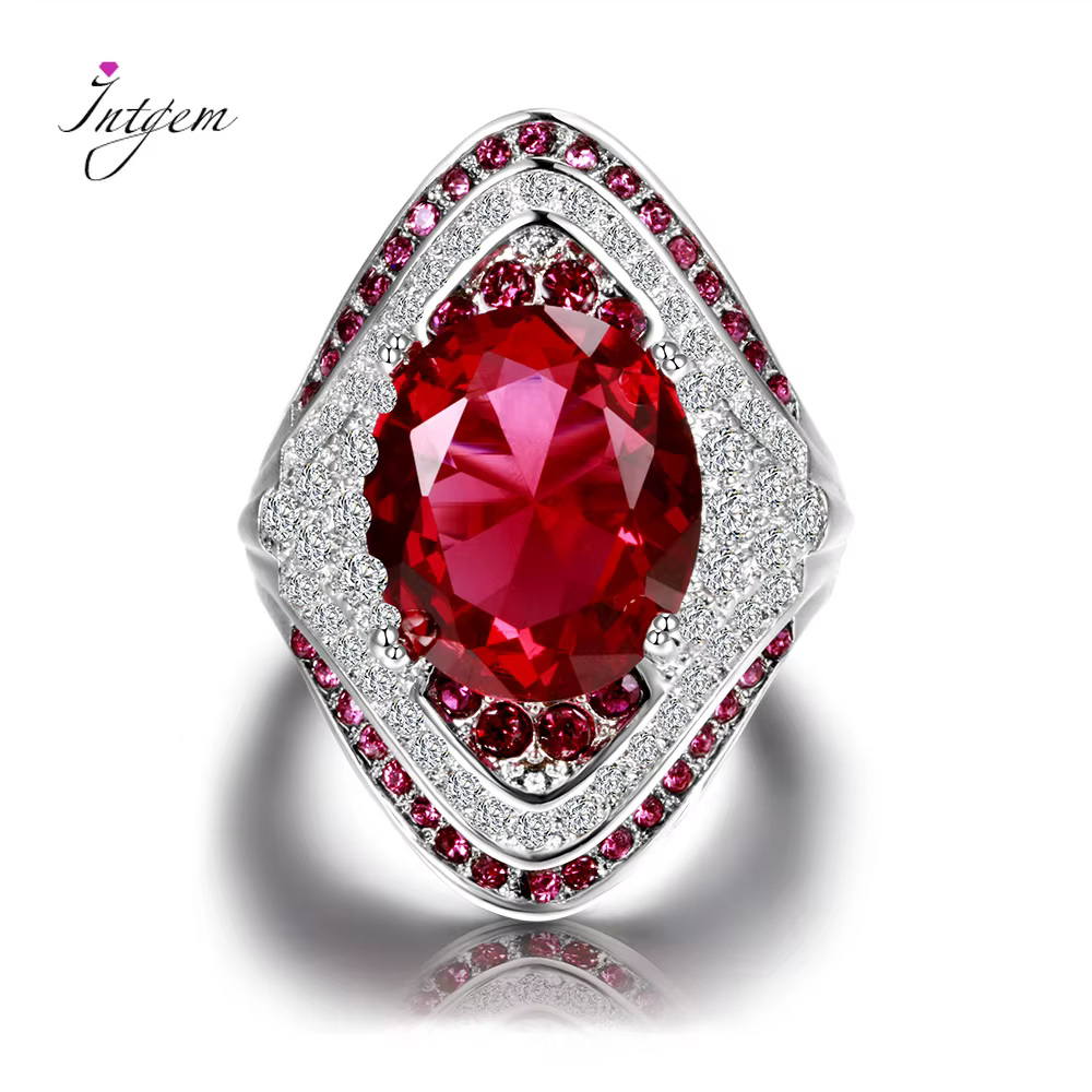 Bague en argent 925 véritable et Unique avec pierres rubis pour femmes
