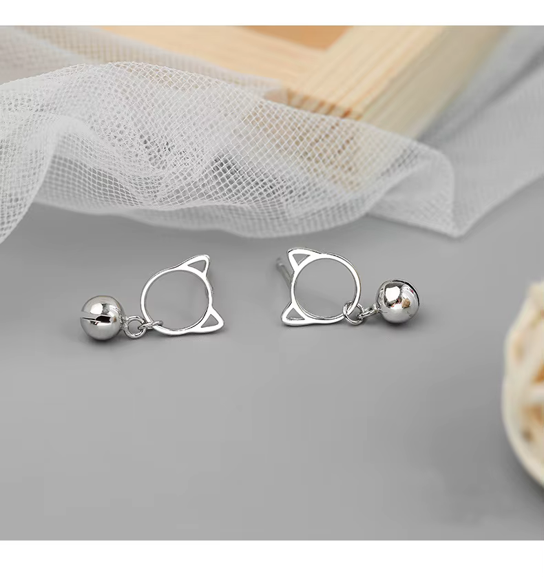REETI 925 boucles d'oreilles chat cloche en argent Sterling pour femmes filles cadeau mode chaude