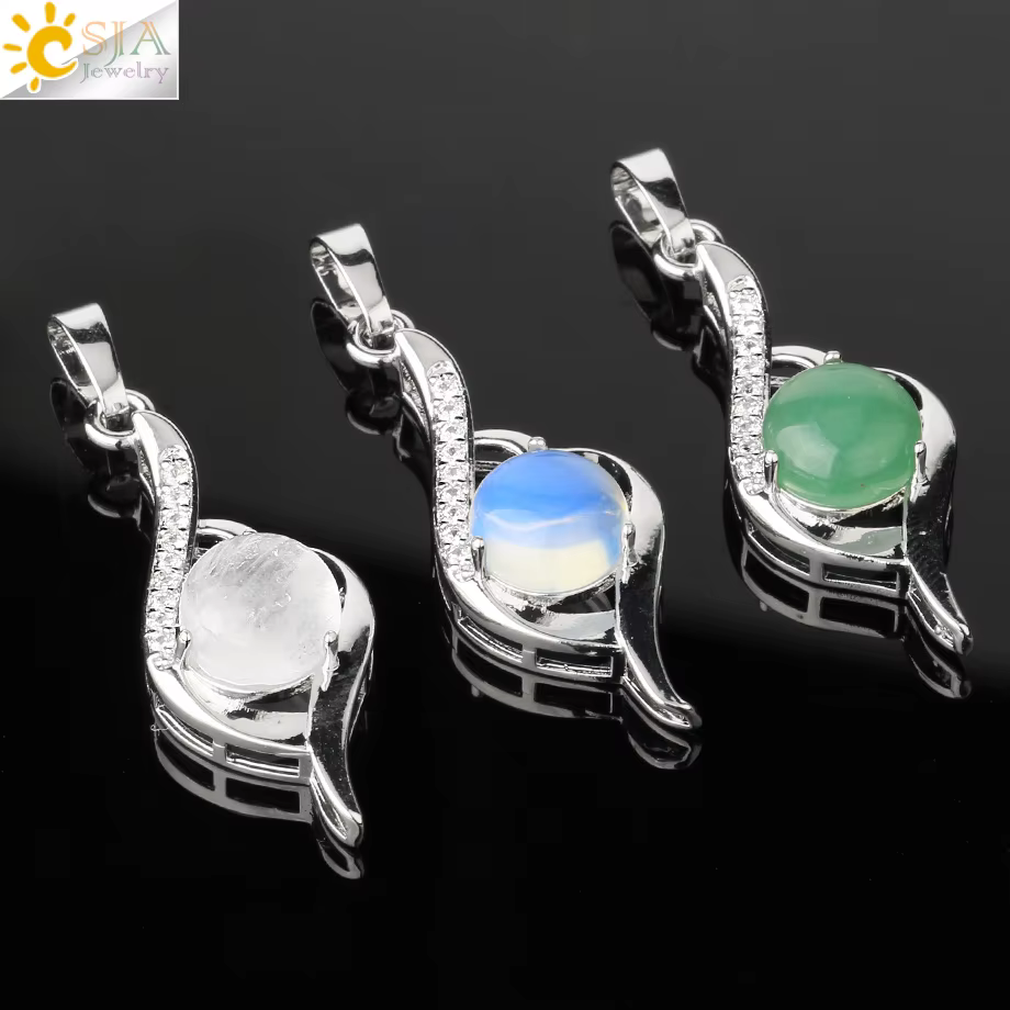CSJA pendentif pierre naturelle coeur