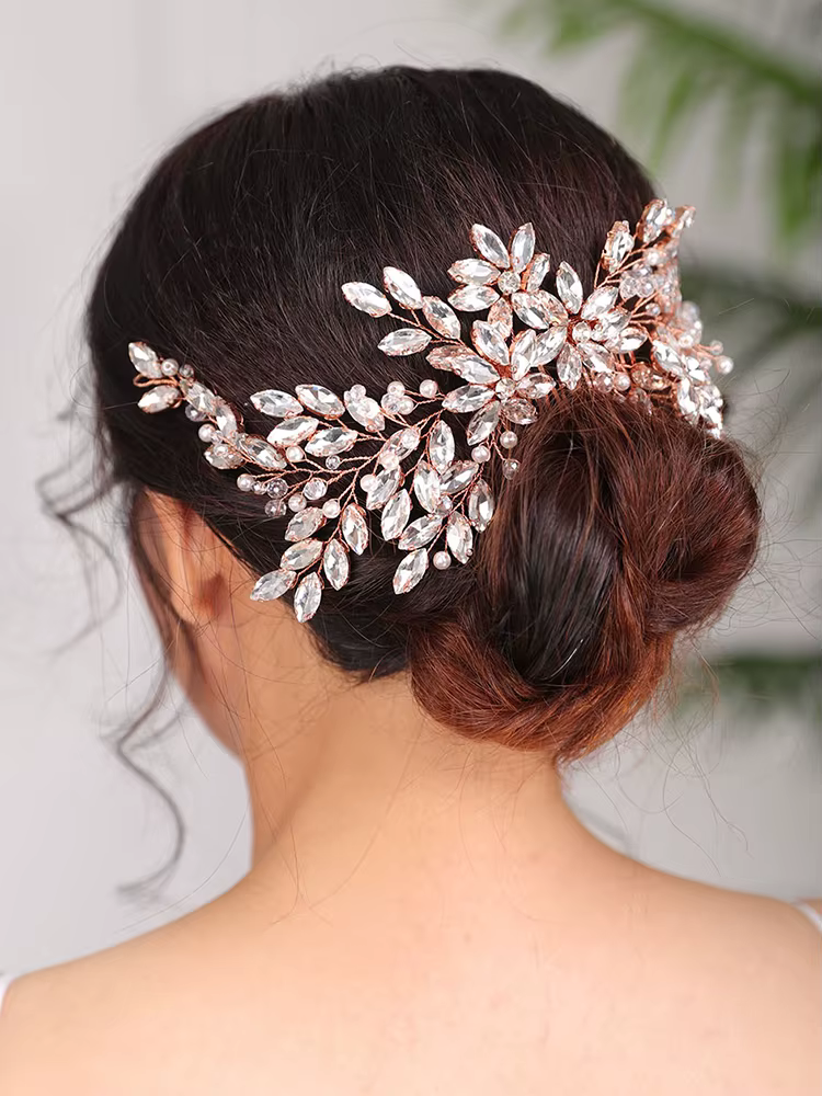 Peigne à cheveux en biscuits or rose pour femmes