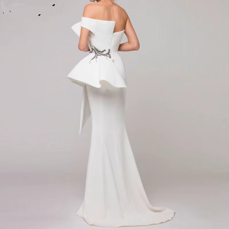 Robe de Soirée Longue en Satin Blanc Personnalisé