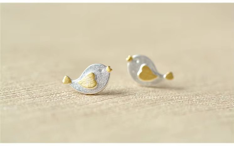 Boucles d'oreilles oiseau en argent Sterling 925 véritable pour femmes et filles