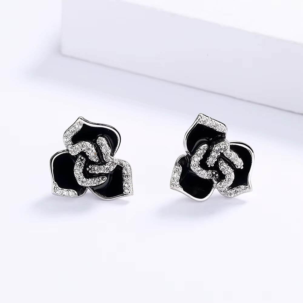 Boucles d'oreilles pendantes fleur en argent 2024 pour femmes