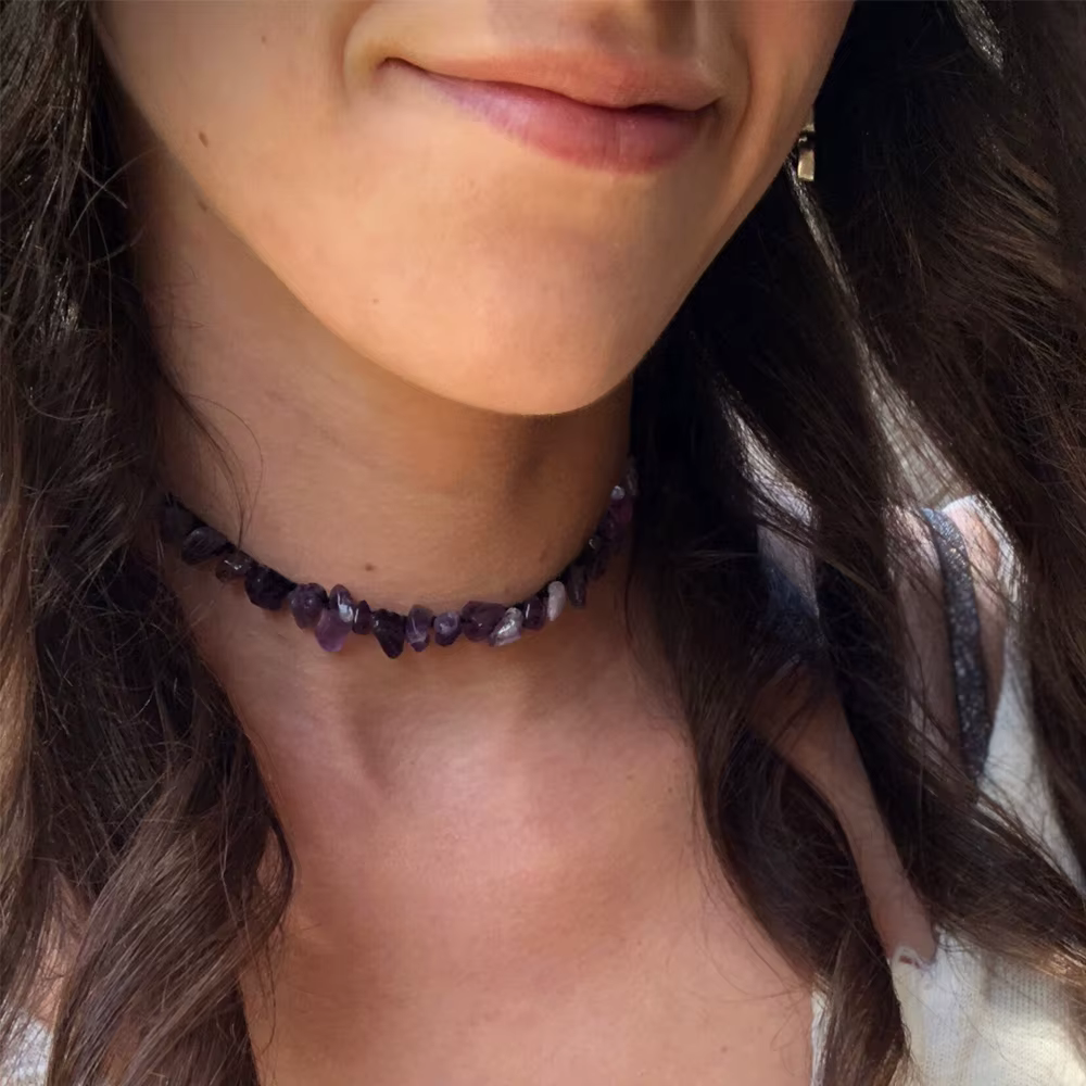 Yumfeel nouvelle mode bohème bijoux pierre naturelle Sautoirs puces Lapis Rose Quartz améthyste cristal colliers femmes