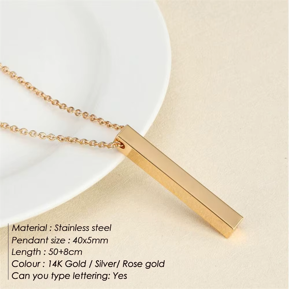 Collier personnalisé avec gravure sur quatre côtés EManco