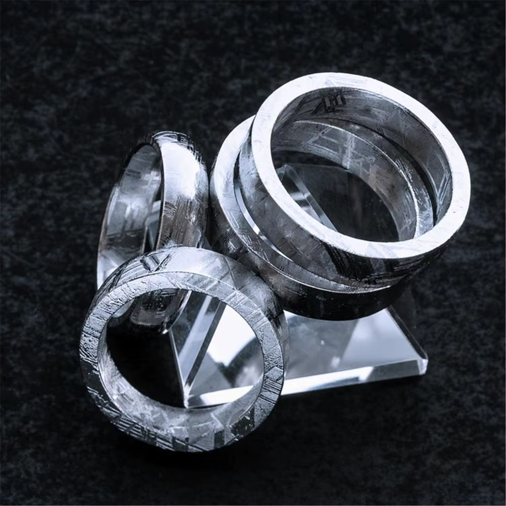 Véritable naturel Gibeon fer météorite mode bague argent plaqué bijoux anneaux de mariage femmes hommes taille 6 7 8 9 10 11 12 AAAAA