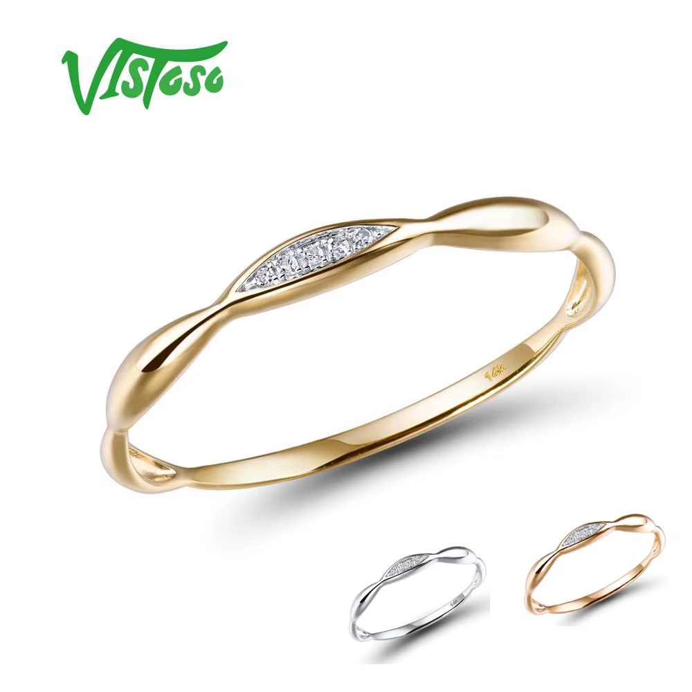 VISTOSO bagues en or pour femmes véritable 14 K bague en or jaune/blanc brillant diamant promesse