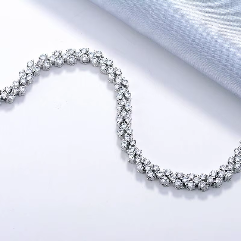Bracelet en diamant Moissanite de laboratoire romain en or blanc 14K
