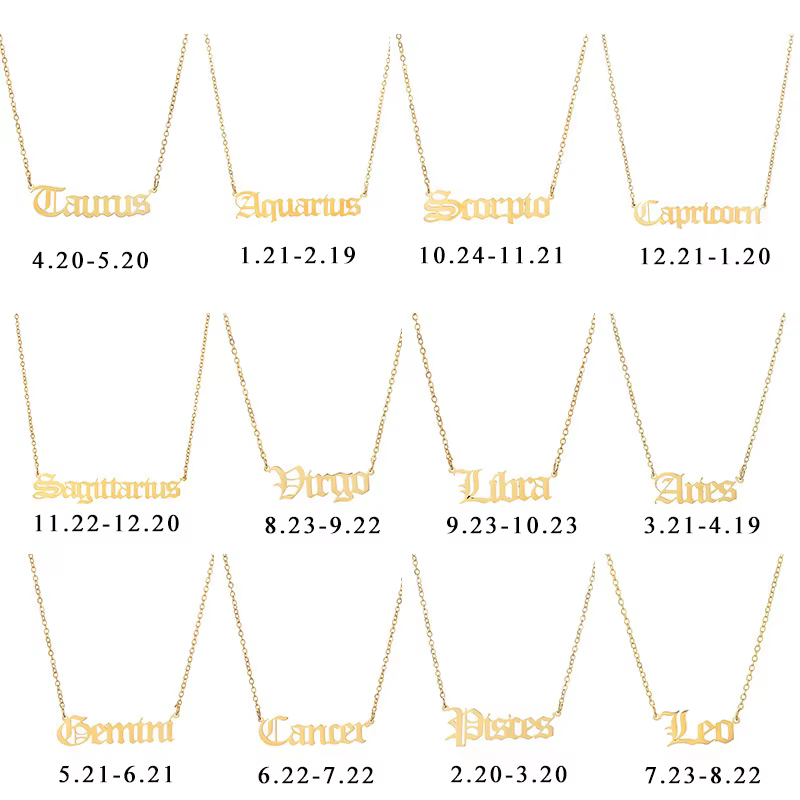 Collier avec les 12 constellations du zodiaque