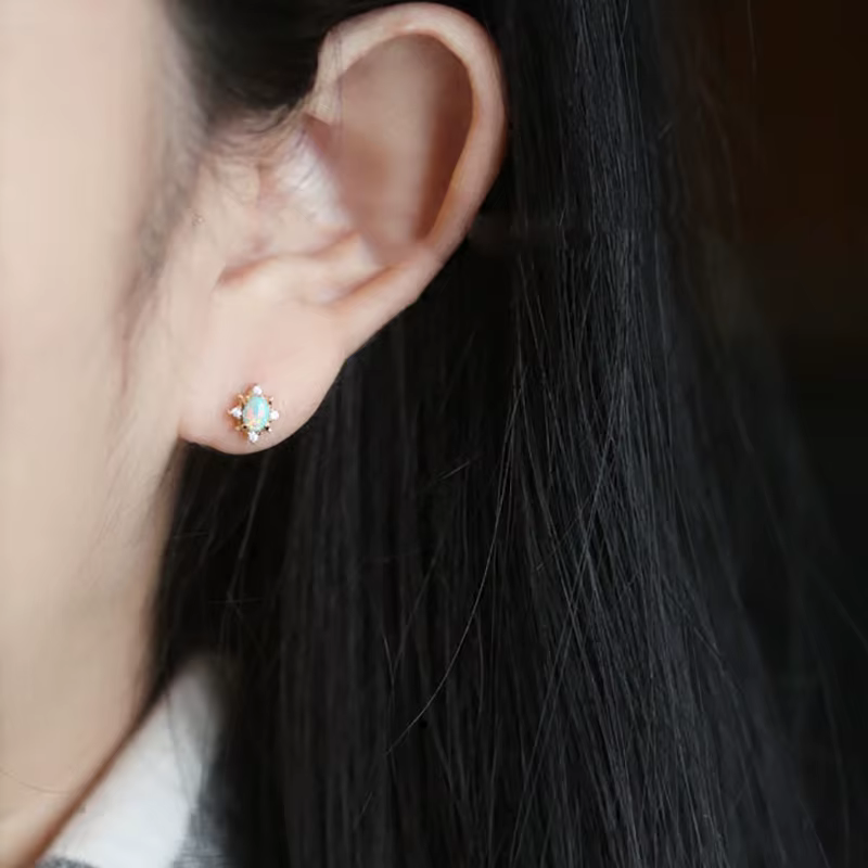 Boucles d'oreilles ovales en opale artificielle