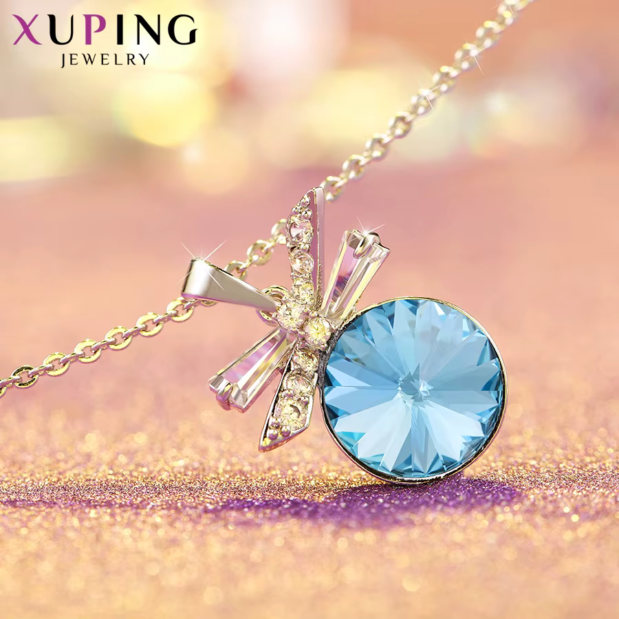 Xuping-Collier pendentif en cristal plaqué rhodium pour femme