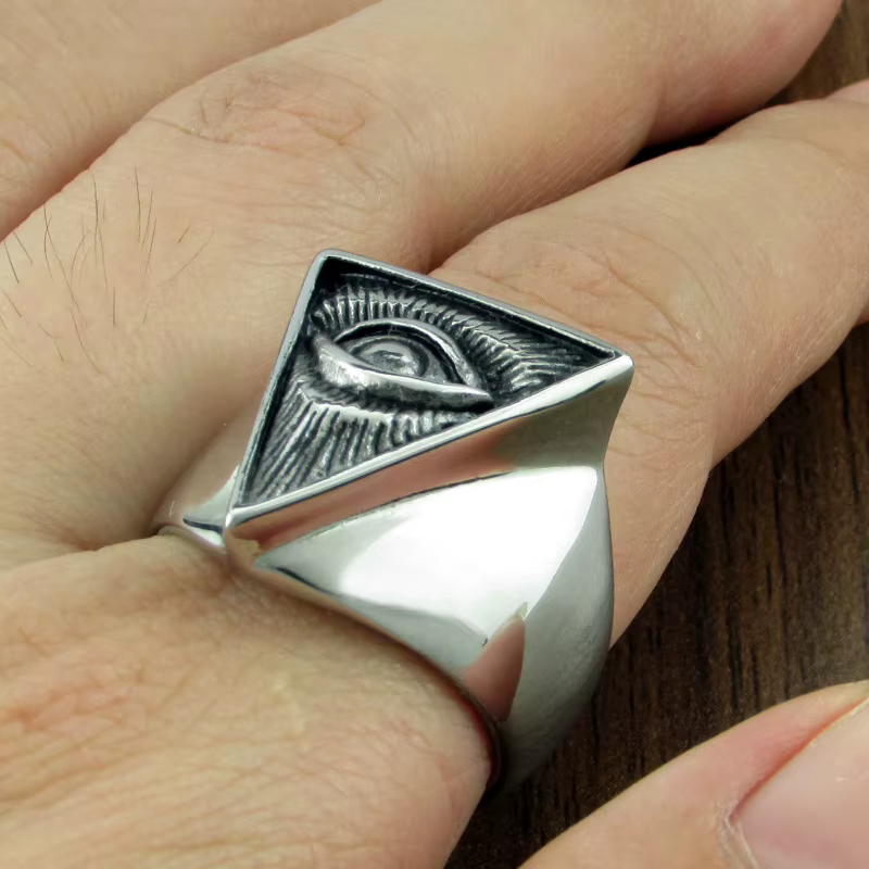 Bague Punk pour hommes en acier inoxydable 316L Illuminati