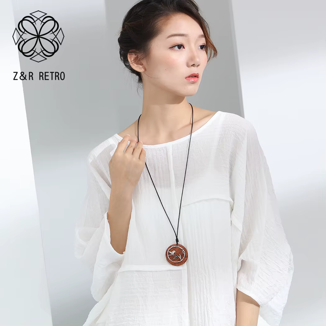 Grand Collier rond Long avec pendentif pour femme