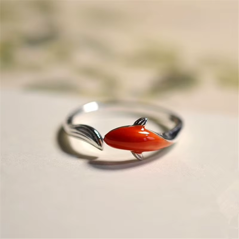 Bague poisson Koi rouge pour femme