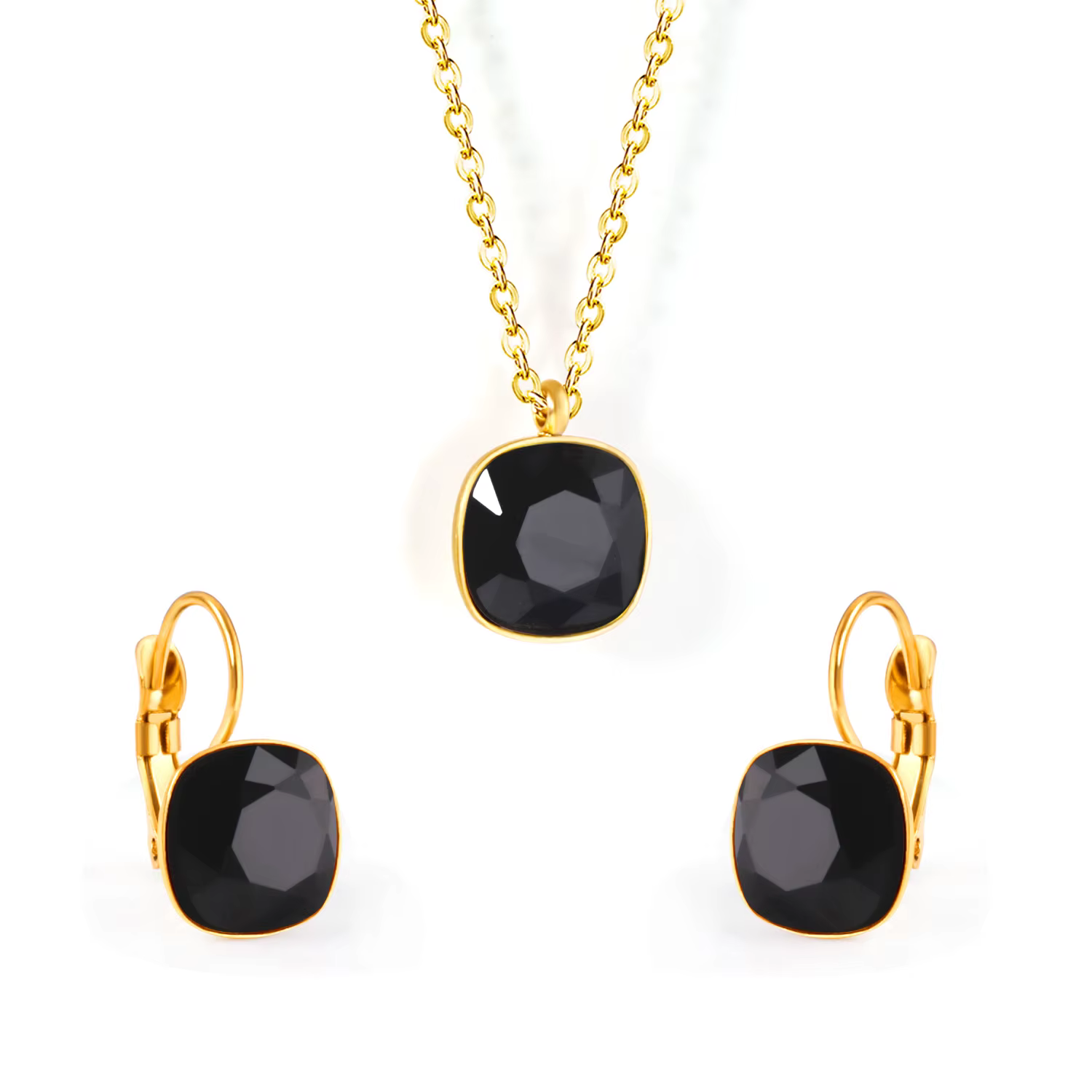 LUXUKISSKIDS carré cubique zircone ensembles de bijoux à la mode géométrique multi-coloré brillant cristal collier boucles d'oreilles ensemble en gros