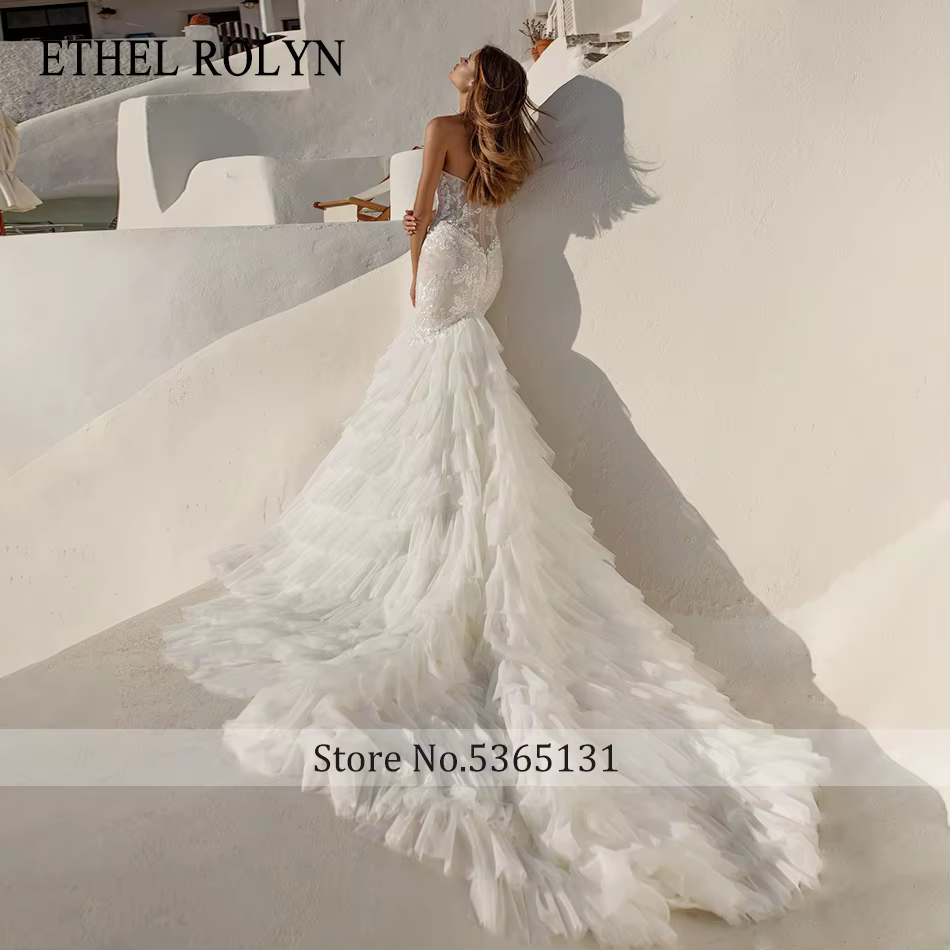 ETHEL ROLYN robe De mariée sirène chic chérie dentelle Appliques dos nu