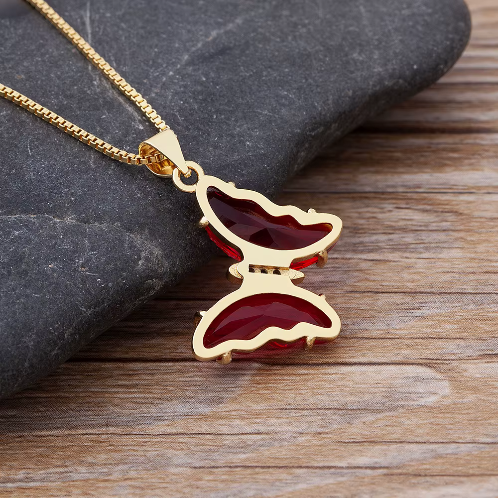 AIBEF – collier pendentif papillon coloré pour femmes