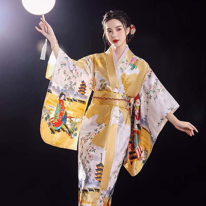 Kimono Yukata traditionnel japonais avec Obi