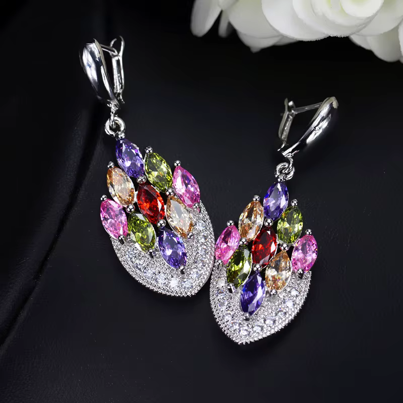 Boucles d'oreilles pendantes en zircon cubique pour femmes
