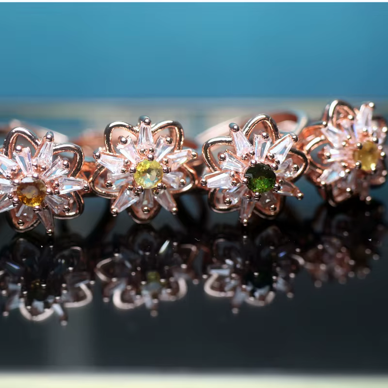 Bague ajustable Meihan en tourmaline naturelle colorée de 3 mm pour femme avec perles ovales