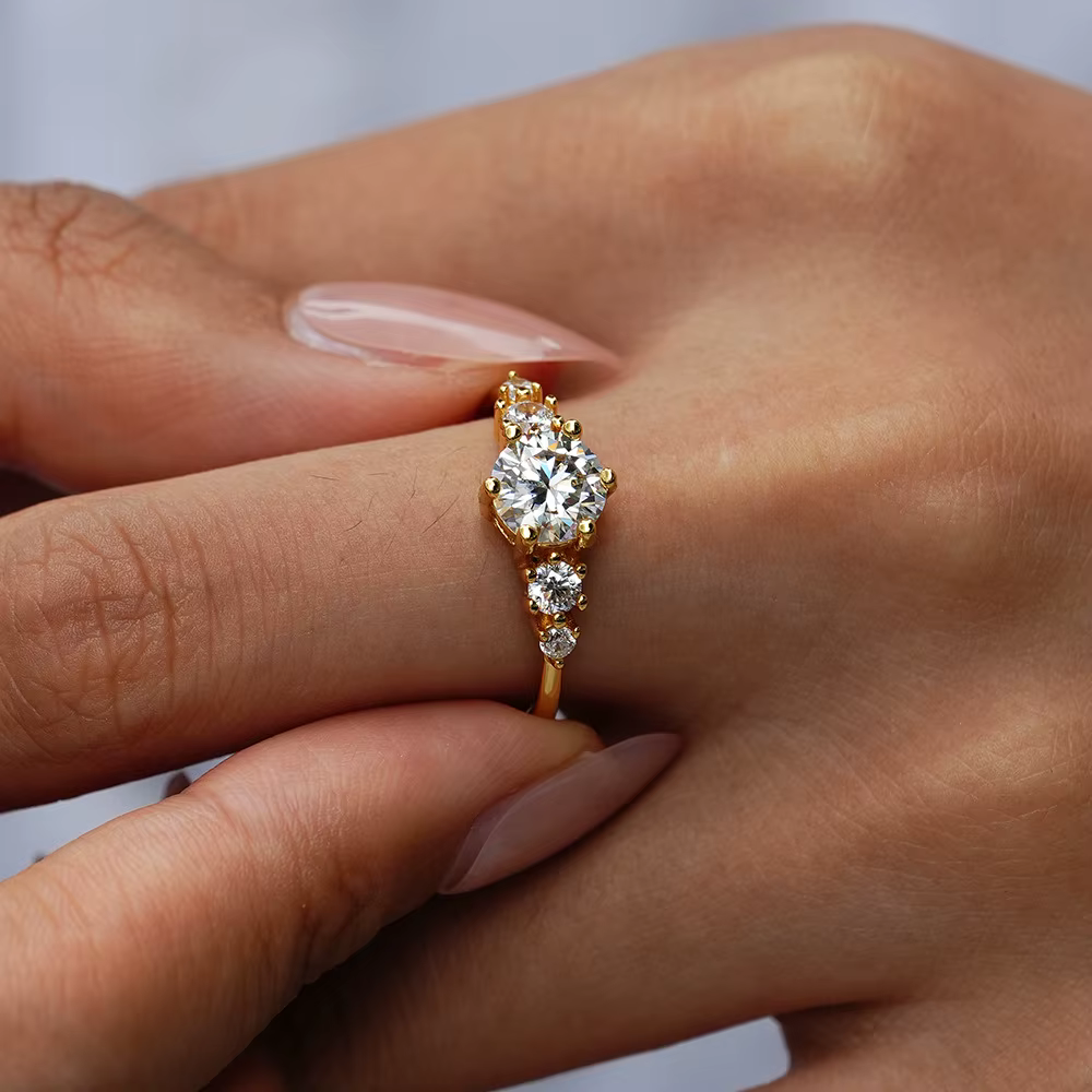 Français Llight luxe 1 Carat Moissanite anneaux classique à la mode femmes fiançailles alliance 925 bague en argent