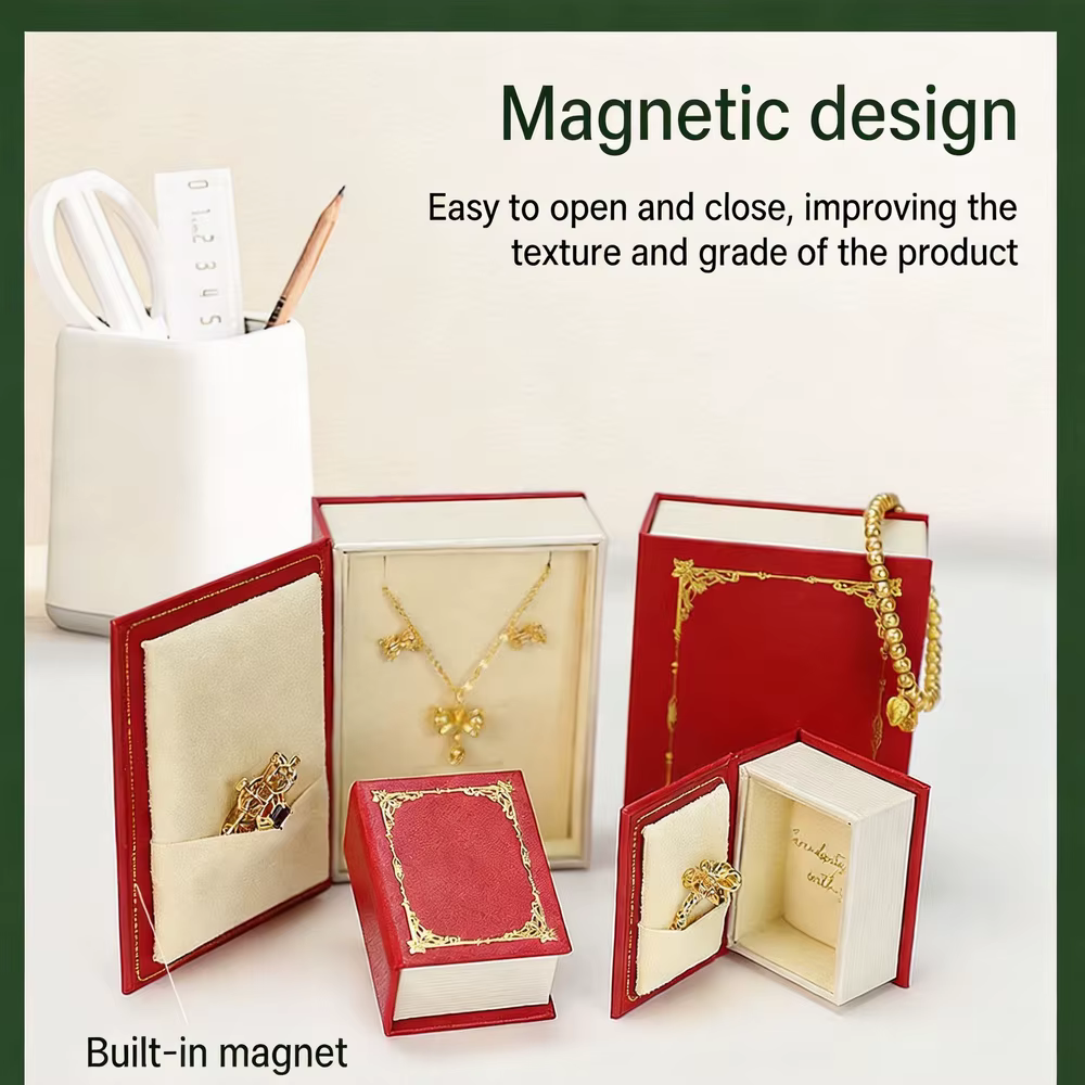 Boîte à bijoux magnétique en forme de livre